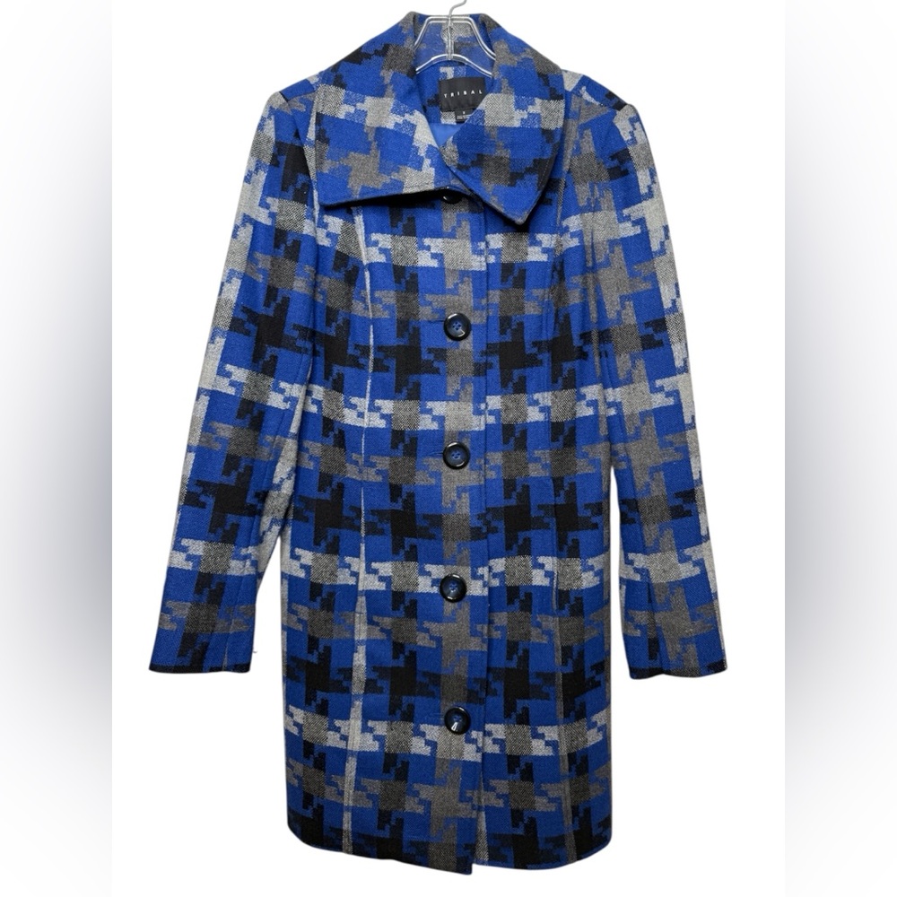 Tribal Blue & Black Herrington Fully Lined  Coat Size 2 EUC